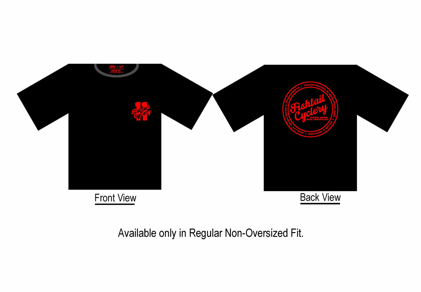 FISHTAIL CYCLERY 11th Year Anniversary T Shirt - Black/ Red