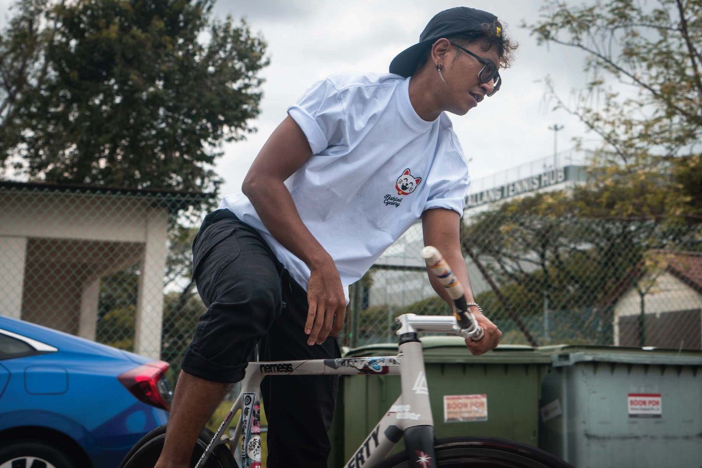 Decent Human Being - FISHTAIL CYCLERY Lucky Cat T-Shirt - FISHTAIL CYCLERY