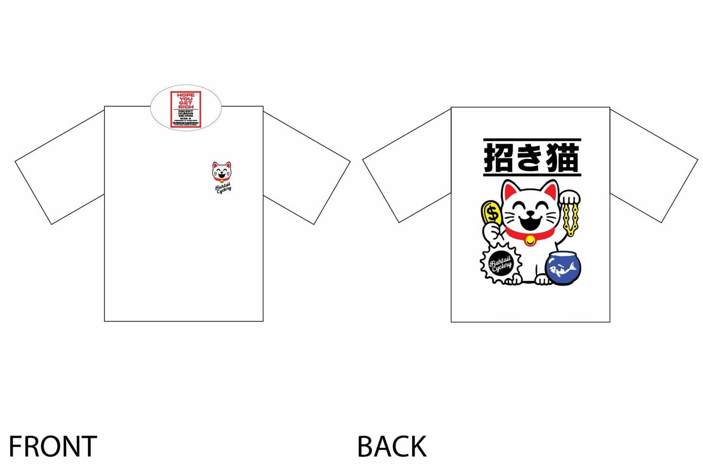 Decent Human Being - FISHTAIL CYCLERY Lucky Cat T-Shirt - FISHTAIL CYCLERY