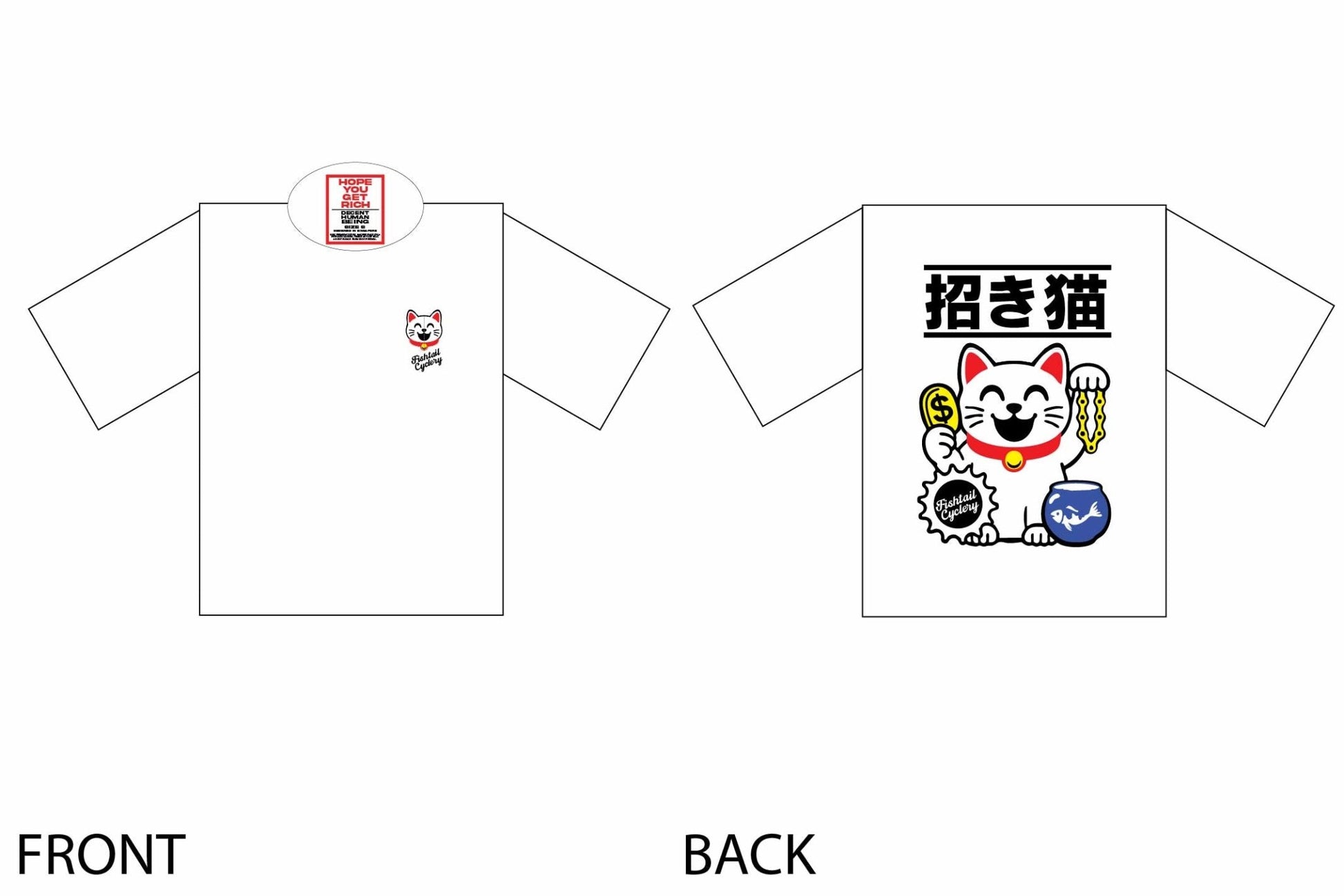 Decent Human Being - FISHTAIL CYCLERY Lucky Cat T-Shirt - FISHTAIL CYCLERY