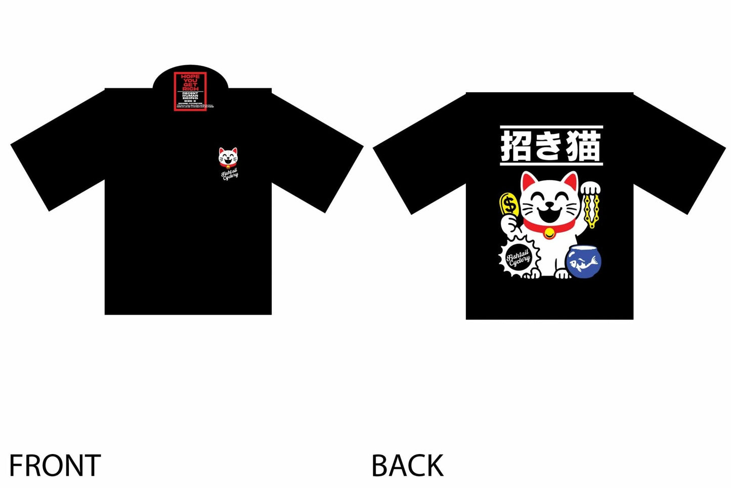 Decent Human Being - FISHTAIL CYCLERY Lucky Cat T-Shirt - FISHTAIL CYCLERY