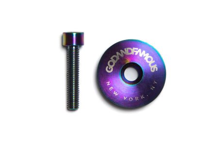 God & Famous - GOD & FAMOUS Team Titanium Top Cap (Oil Slick) with Ti Bolt - FISHTAIL CYCLERY